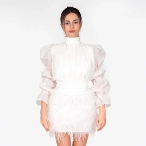 Bluza din organza fronsata cu spatele gol