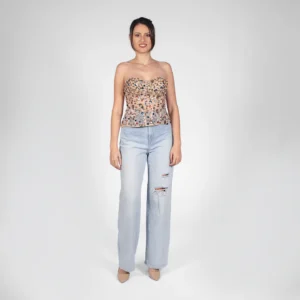 Corset modelator elegant accesorizat cu pietre aurii si colorate