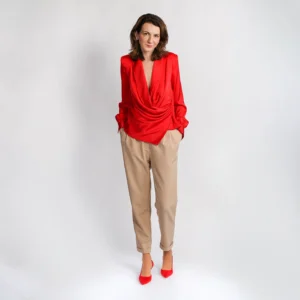 Bluza roșie de dama eleganta din mătase naturală